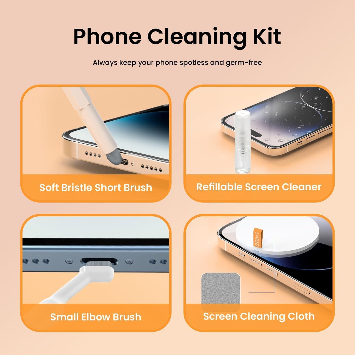 20 in 1 Multifunctional Cleaner Kit for Airpods, Keyboard, Earbuds, Camera, Cellphones specker.